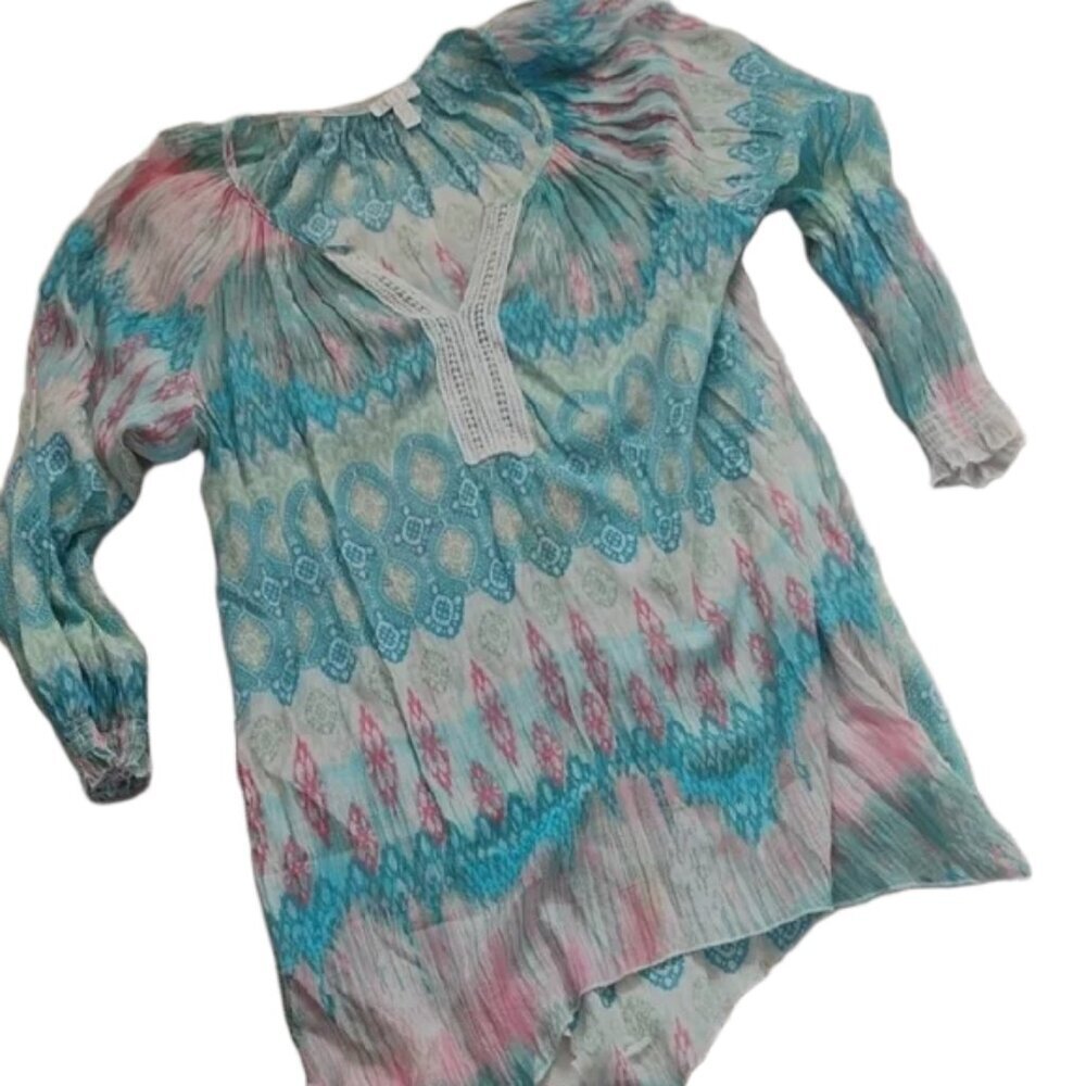 Spense Blue and Pink Patterned Tunic